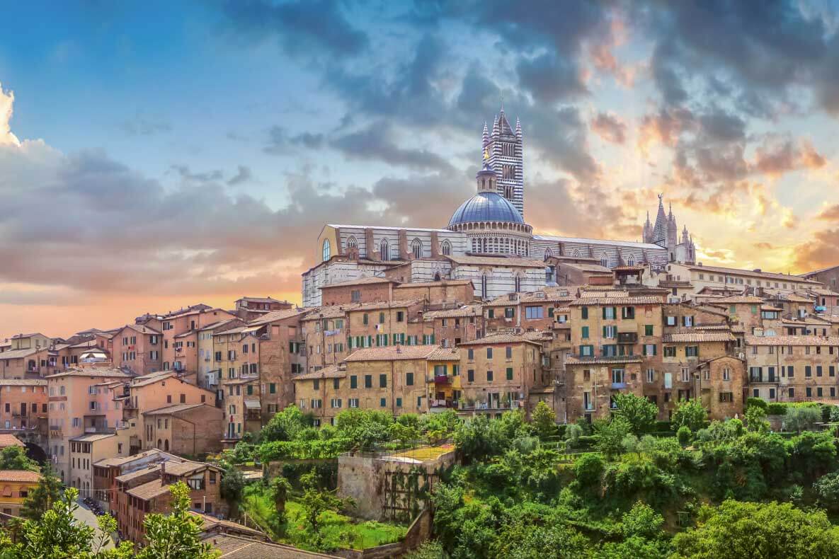 Beautiful,Panoramic,View,Of,The,Historic,City,Of,Siena,At