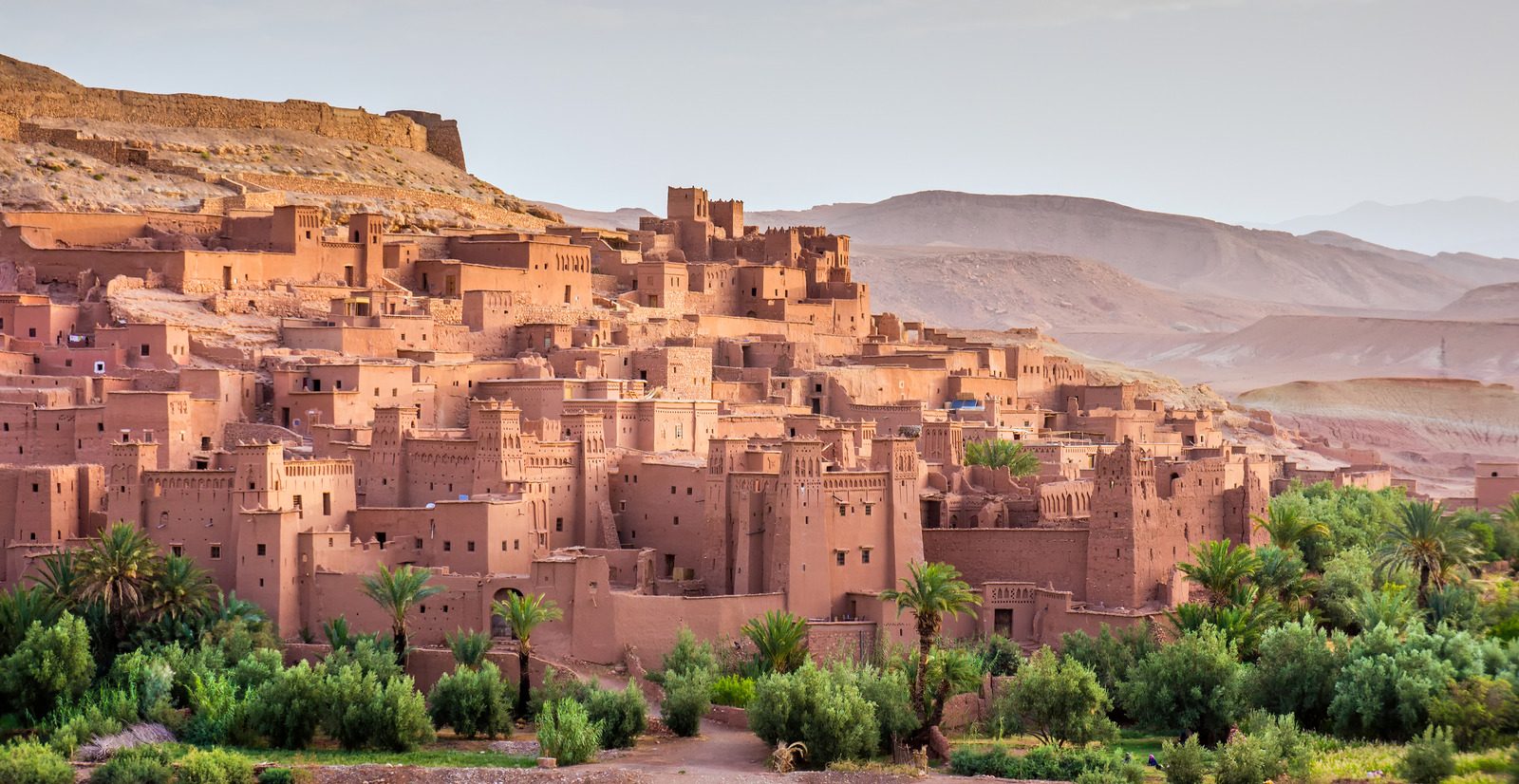 Ait Benhaddou Kasbah at dawn, Morocco, High Atlas Mountains, ksar Ait Benhaddou,