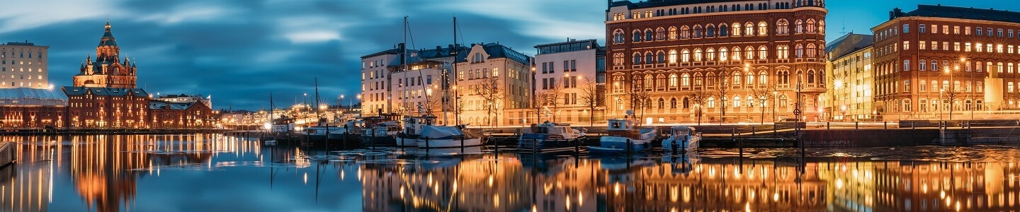 Helsinki,,Finland.,Panoramic,View,Of,Kanavaranta,Street,With,Uspenski,Cathedral