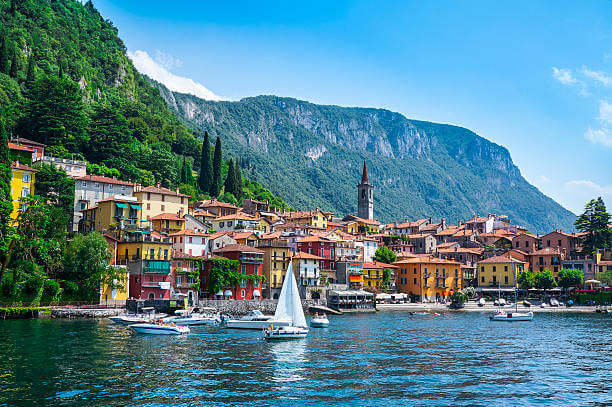 View of Varenna village on lake Como. Lombardy, Italy.