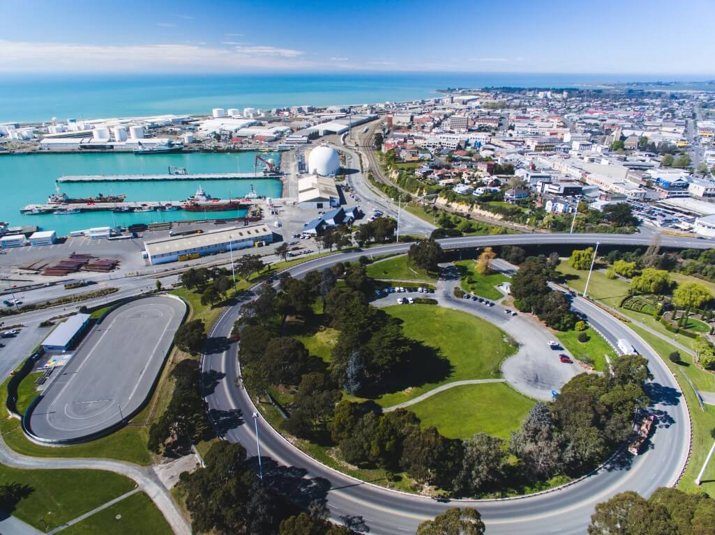 Overlooking Timaru, Canterbury, South Island, New Zealand.