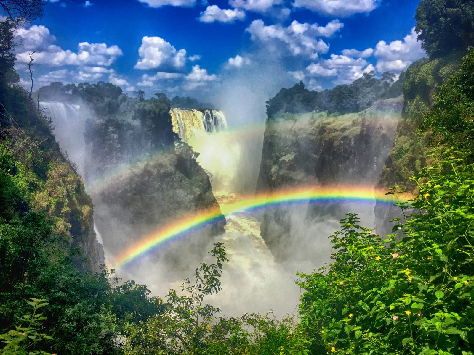 Double Rainbow at Victoria Falls in Zambia